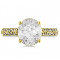 Oval White Topaz & Diamond Engagement Ring 18k Yellow Gold (4.42ct)