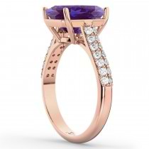 Emerald-Cut Lab Alexandrite & Diamond Engagement Ring 14k Rose Gold (5.54ct)
