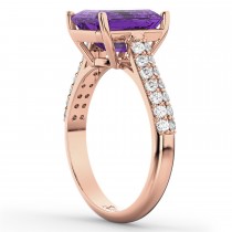 Emerald-Cut Amethyst & Diamond Engagement Ring 18k Rose Gold (5.54ct)