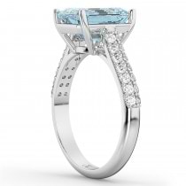 Emerald-Cut Aquamarine & Diamond Engagement Ring 14k White Gold (5.54ct)