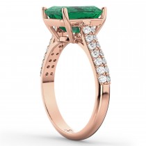 Emerald-Cut Emerald & Diamond Engagement Ring 14k Rose Gold (5.54ct)