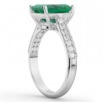 Emerald-Cut Emerald & Diamond Engagement Ring 14k White Gold (5.54ct)