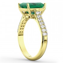 Emerald-Cut Emerald & Diamond Engagement Ring 14k Yellow Gold (5.54ct)