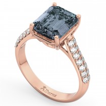 Emerald-Cut Gray Spinel & Diamond Ring 14k Rose Gold (5.54ct)