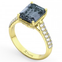 Emerald-Cut Gray Spinel & Diamond Ring 14k Yellow Gold (5.54ct)