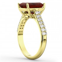Emerald-Cut Garnet & Diamond Ring 18k Yellow Gold (5.54ct)