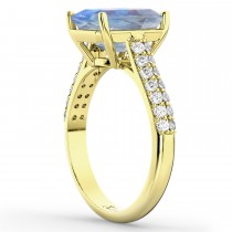 Emerald-Cut Moonstone & Diamond Ring 14k Yellow Gold (5.54ct)