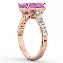 Emerald-Cut Pink Sapphire & Diamond Ring 18k Rose Gold (5.54ct)