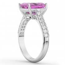 Emerald-Cut Pink Sapphire & Diamond Ring 18k White Gold (5.54ct)