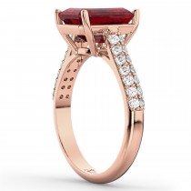 Emerald-Cut Ruby & Diamond Engagement Ring 14k Rose Gold (5.54ct)