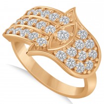 Diamond Hamsa Hand of God Fashion Ring 14k Rose Gold (0.82ct)