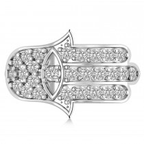 Diamond Hamsa Hand of God Fashion Ring 14k White Gold (0.82ct)