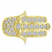 Diamond Hamsa Hand of God Fashion Ring 14k Yellow Gold (0.82ct)