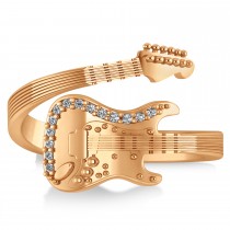 Diamond Accented Guitar Music Fashion Ring 14k Rose Gold (0.07ct)