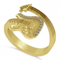 Diamond Accented Guitar Music Fashion Ring 14k Yellow Gold (0.07ct)