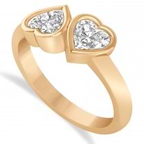Diamond Two Stone Heart Bezel Set Ring 14k Rose Gold (1.00ct)