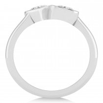 Diamond Two Stone Heart Bezel Set Ring 14k White Gold (1.00ct)