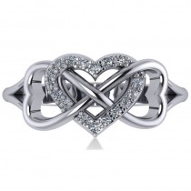 Infinity Heart Diamond Accented Fashion Ring 14k White Gold (0.17ct)