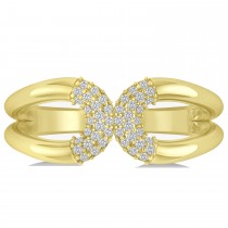 Diamond Novelty Double Loop Ladies Ring 14k Yellow Gold (0.22ct)