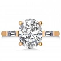 Oval & Baguette Cut Diamond Engagement Ring 14k Rose Gold (3.30ct)