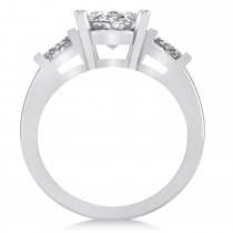 Oval & Baguette Cut Diamond Engagement Ring 14k White Gold (3.30ct)
