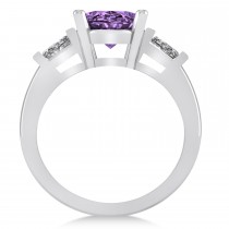 Oval & Baguette Cut Amethyst Engagement Ring 14k White Gold (3.30ct)
