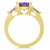 Oval & Baguette Cut Amethyst Engagement Ring 14k Yellow Gold (3.30ct)