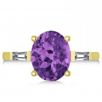 Oval & Baguette Cut Amethyst Engagement Ring 14k Yellow Gold (3.30ct)