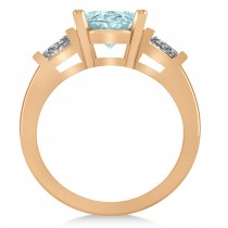 Oval & Baguette Cut Aquamarine Engagement Ring 14k Rose Gold (3.30ct)