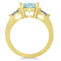 Oval & Baguette Cut Aquamarine Engagement Ring 14k Yellow Gold (3.30ct)