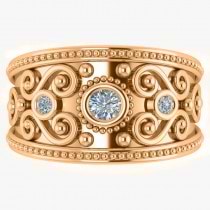 Diamond Swirl Bezel Set Byzantine Ring 14k Rose Gold (0.21ct)