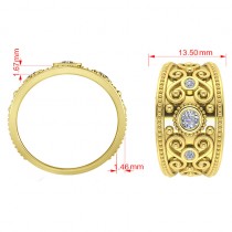 Diamond Swirl Bezel Set Byzantine Ring 14k Yellow Gold (0.21ct)