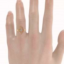 Diamond Antique Style Milgrain Edge Ring 14k Rose Gold (0.49ct)