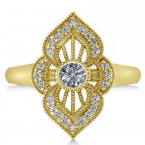 Diamond Antique Style Milgrain Edge Ring 14k Yellow Gold (0.49ct)