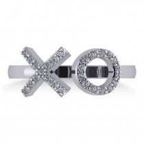 Ladies Diamond Hugs & Kisses XO Fashion Ring 14k White Gold (0.27ct)