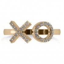 Ladies Diamond Hugs & Kisses XO Fashion Ring 14k Yellow Gold (0.27ct)