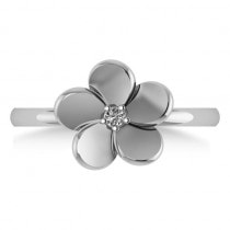 Diamond Flower Ladies Fashion Ring 14k White Gold (0.03ct)