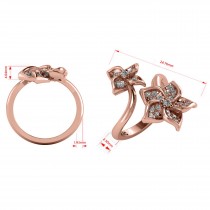 Diamond Double Flower Bypass Ladies Ring 14k Rose Gold (0.48ct)