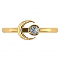 Diamond Crescent Moon Fashion Ring 14k Yellow Gold (0.10ct)