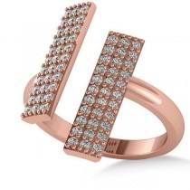 Diamond Bar Shared Prong Novelty Ladies Ring 14k Rose Gold (0.66ct)
