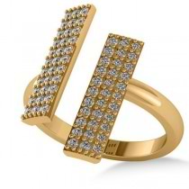 Diamond Bar Shared Prong Novelty Ladies Ring 14k Yellow Gold (0.66ct)