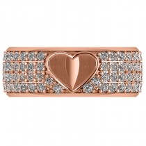 Open Heart Wide Band Pave Diamond Ring 14k Rose Gold (1.00ct)