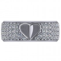 Open Heart Wide Band Pave Diamond Ring 14k White Gold (1.00ct)