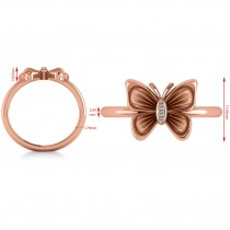 Diamond Butterfly Fashion Ring 14k Rose Gold (0.02ct)