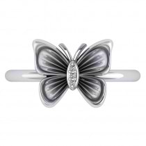 Diamond Butterfly Fashion Ring 14k White Gold (0.02ct)