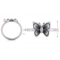 Diamond Butterfly Fashion Ring 14k White Gold (0.02ct)