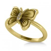 Diamond Butterfly Fashion Ring 14k Yellow Gold (0.02ct)