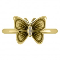 Diamond Butterfly Fashion Ring 14k Yellow Gold (0.02ct)