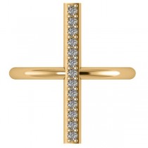 Vertical Diamond Studded Bar Ring 14k Yellow Gold (0.26ct)