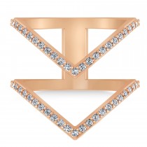 Diamond Double V Chevron Fashion Ring 14K Rose Gold (0.51ct)